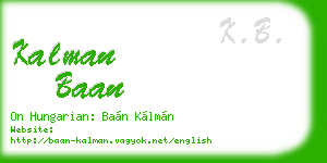 kalman baan business card