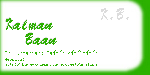 kalman baan business card